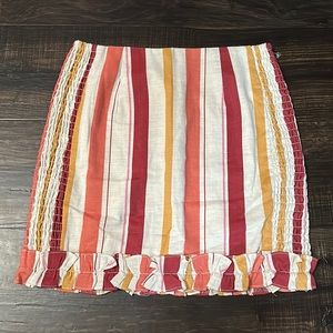 Lulus - Clara Lynn Pink Striped Ruffle Mini Skirt